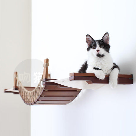 Cat Suspension Bridge Rope Ladder Hemp Soft Wooden Solid Wood Wall