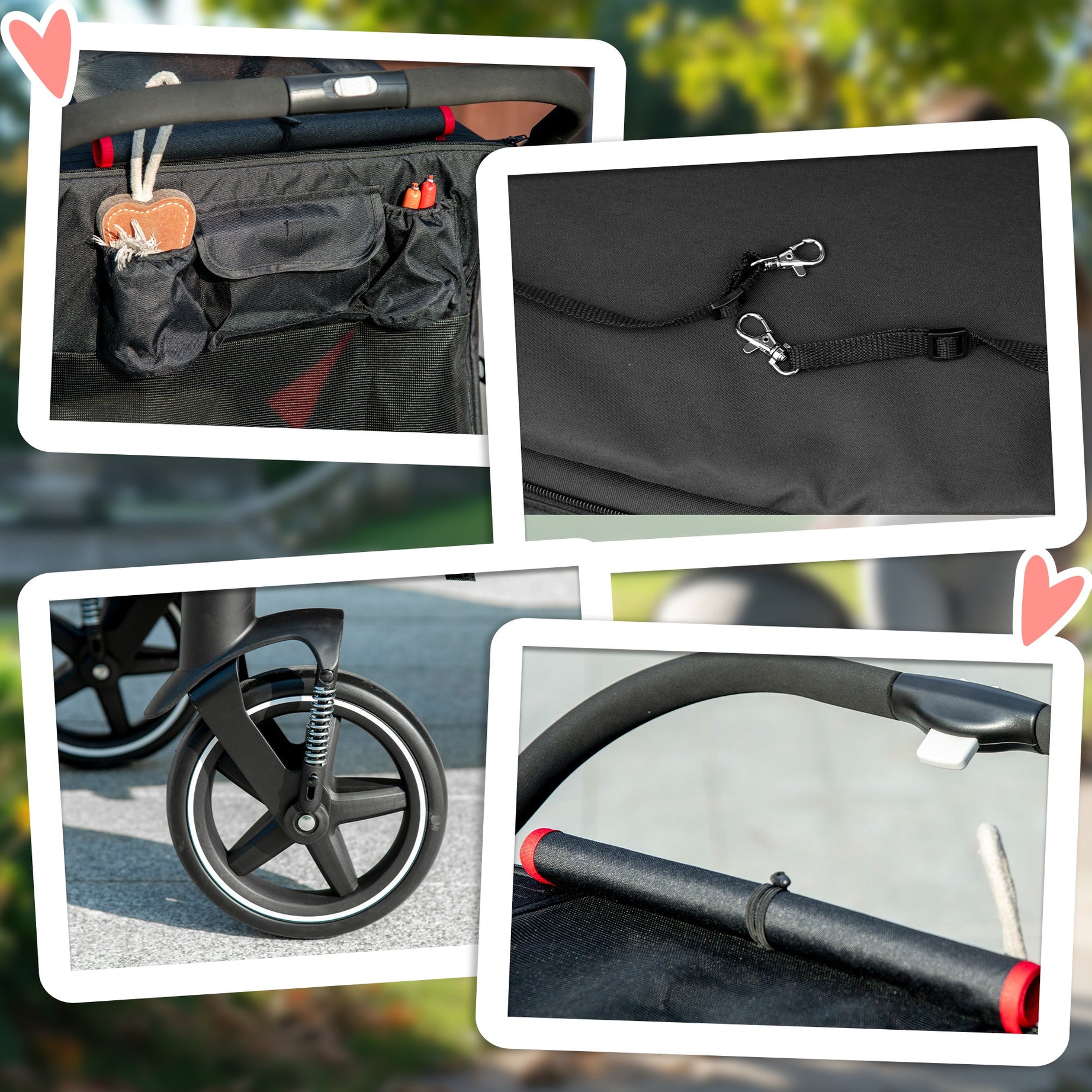 One-click Foldable Dog Stroller For M L Dogs Pet Black