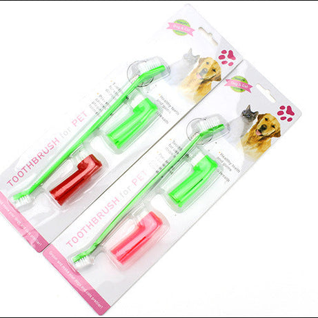 Pet Toothbrush Three-piece Set Double-headed