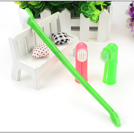 Pet Toothbrush Three-piece Set Double-headed