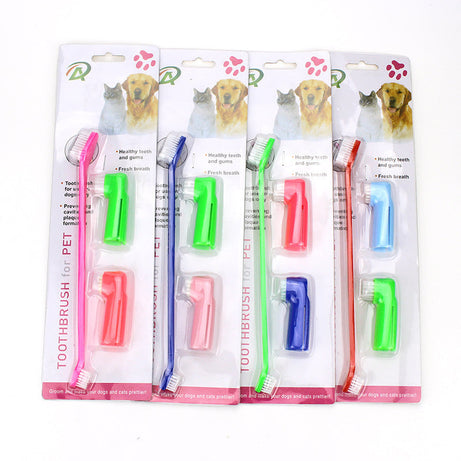 Pet Toothbrush Three-piece Set Double-headed