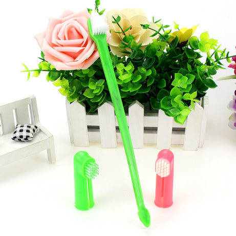 Pet Toothbrush Three-piece Set Double-headed