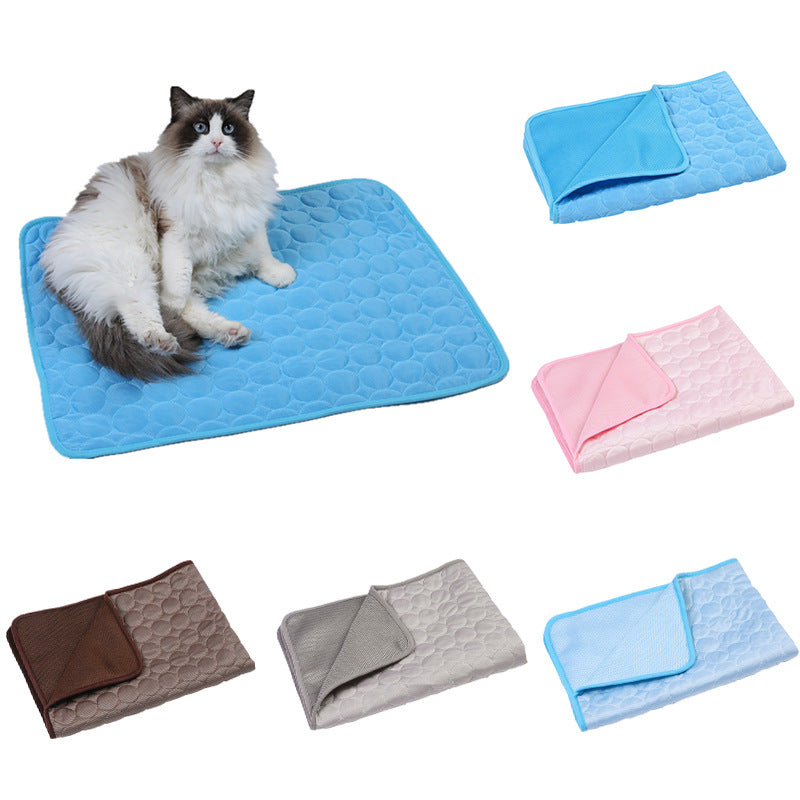 Summer Cooling Pet Sleeping Ice Silk Mat (Brown Set & Brown)
