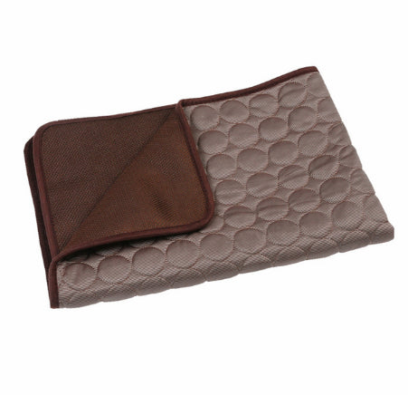 Summer Cooling Pet Sleeping Ice Silk Mat (Brown Set & Brown)