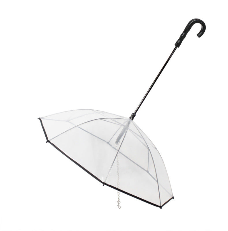 Dog's Transparent Umbrella With Traction Chain Removable Pet
