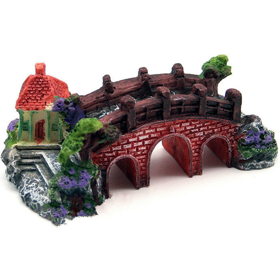 Fish Tank Aquarium Landscape Rockery Fake Bridge Landscaping