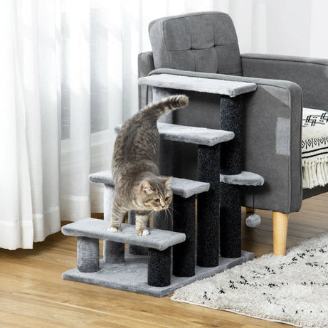Cat Tree Tower Stair Steps With Scratching Post Hanging Play Ball