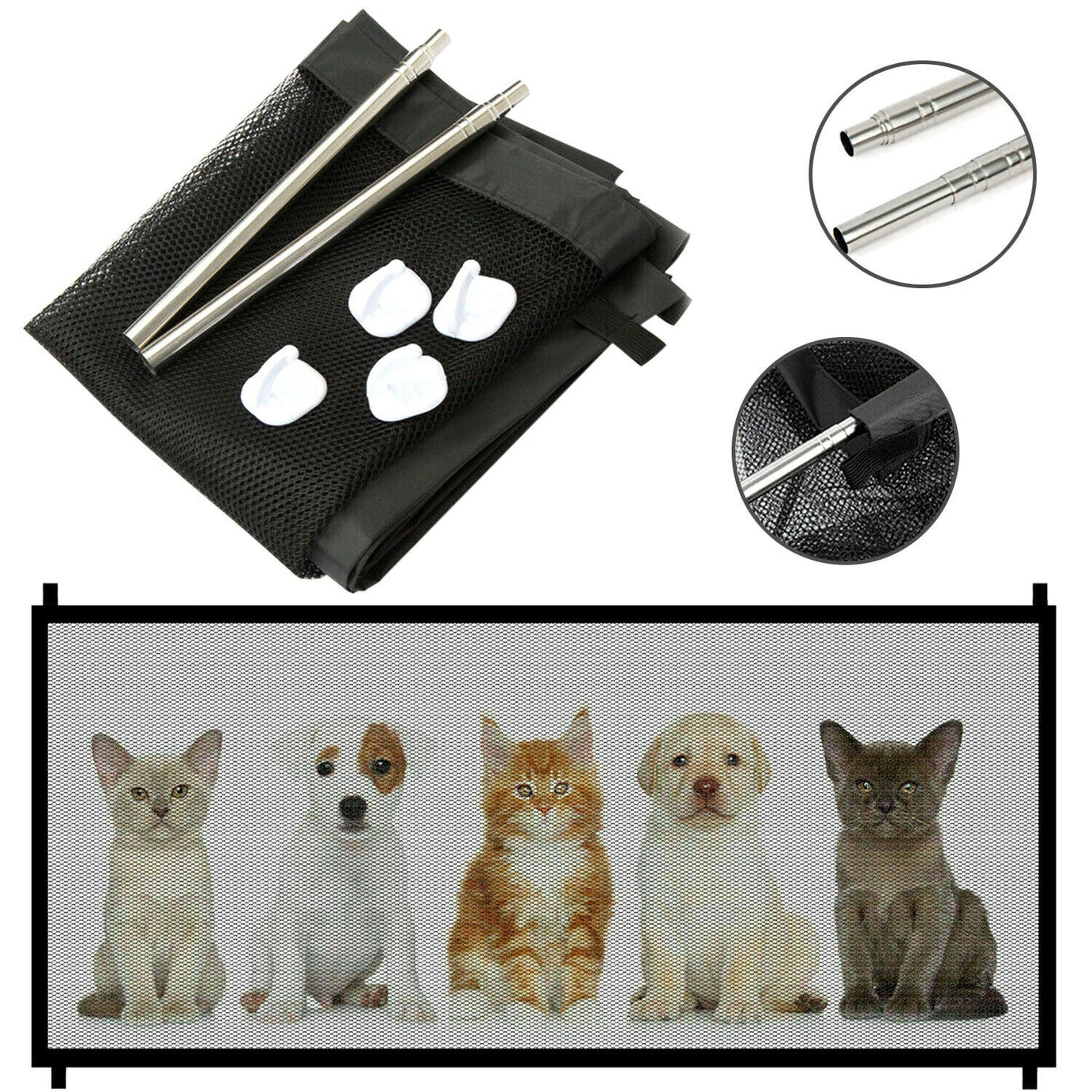 Pets Dog Cat Baby Safety Gate Mesh Fence Magic Portable Guard Net