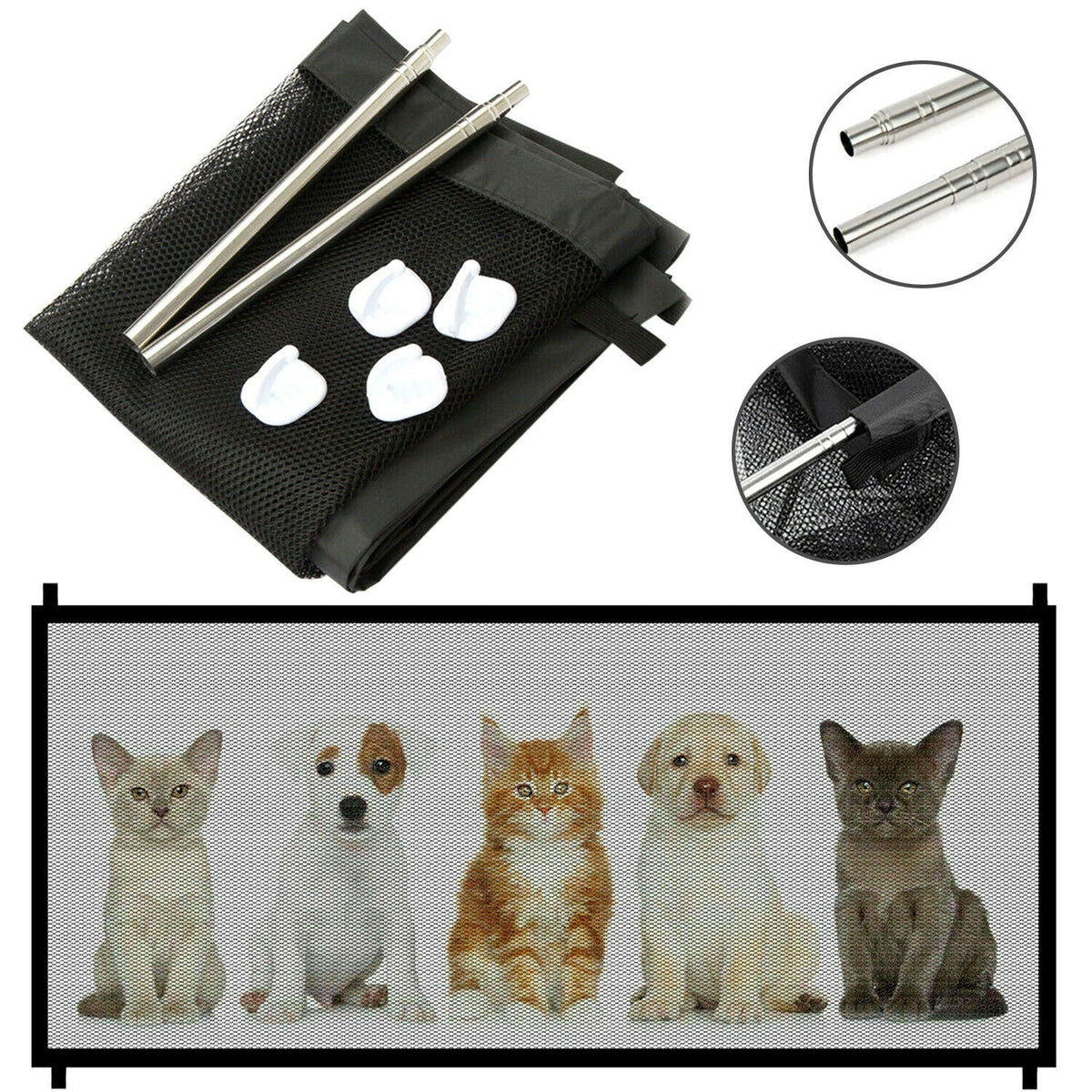 Pets Dog Cat Baby Safety Gate Mesh Fence Magic Portable Guard Net