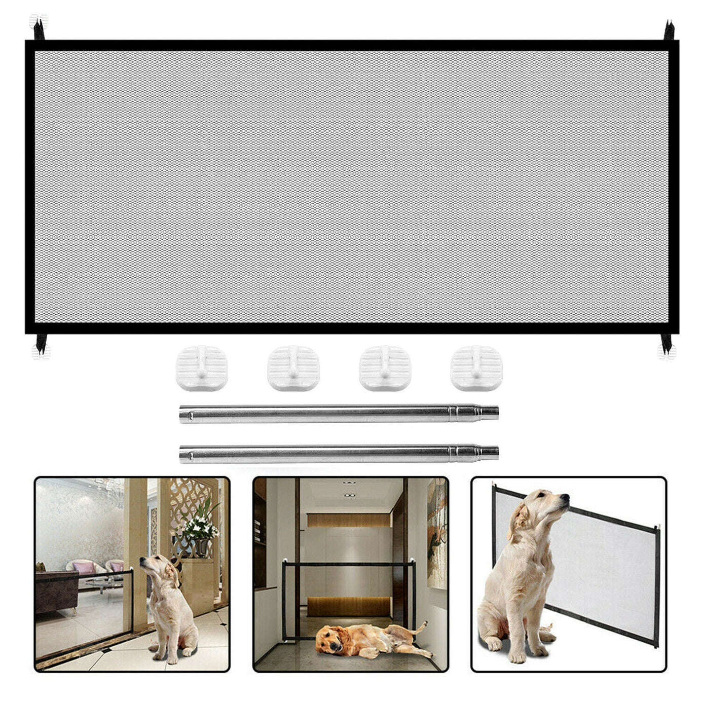 Pets Dog Cat Baby Safety Gate Mesh Fence Magic Portable Guard Net