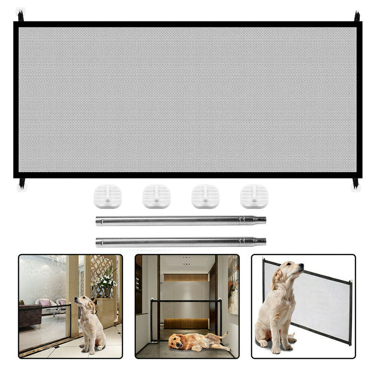Pets Dog Cat Baby Safety Gate Mesh Fence Magic Portable Guard Net