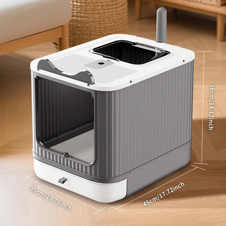 Elevated Leak Proof Elf White Cat Litter Box Made Of Sturdy