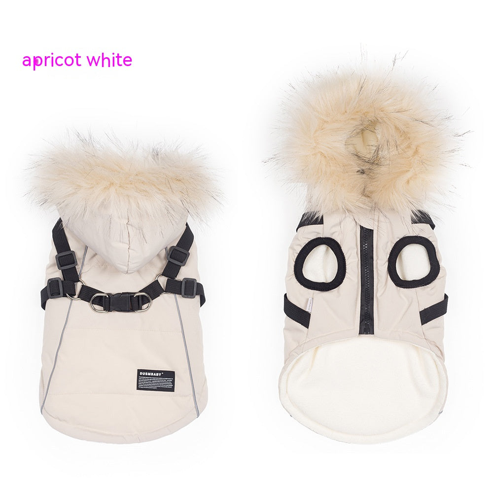 Pet Autumn And Winter Fleece-lined Thickened Dog Clothes Raincoat