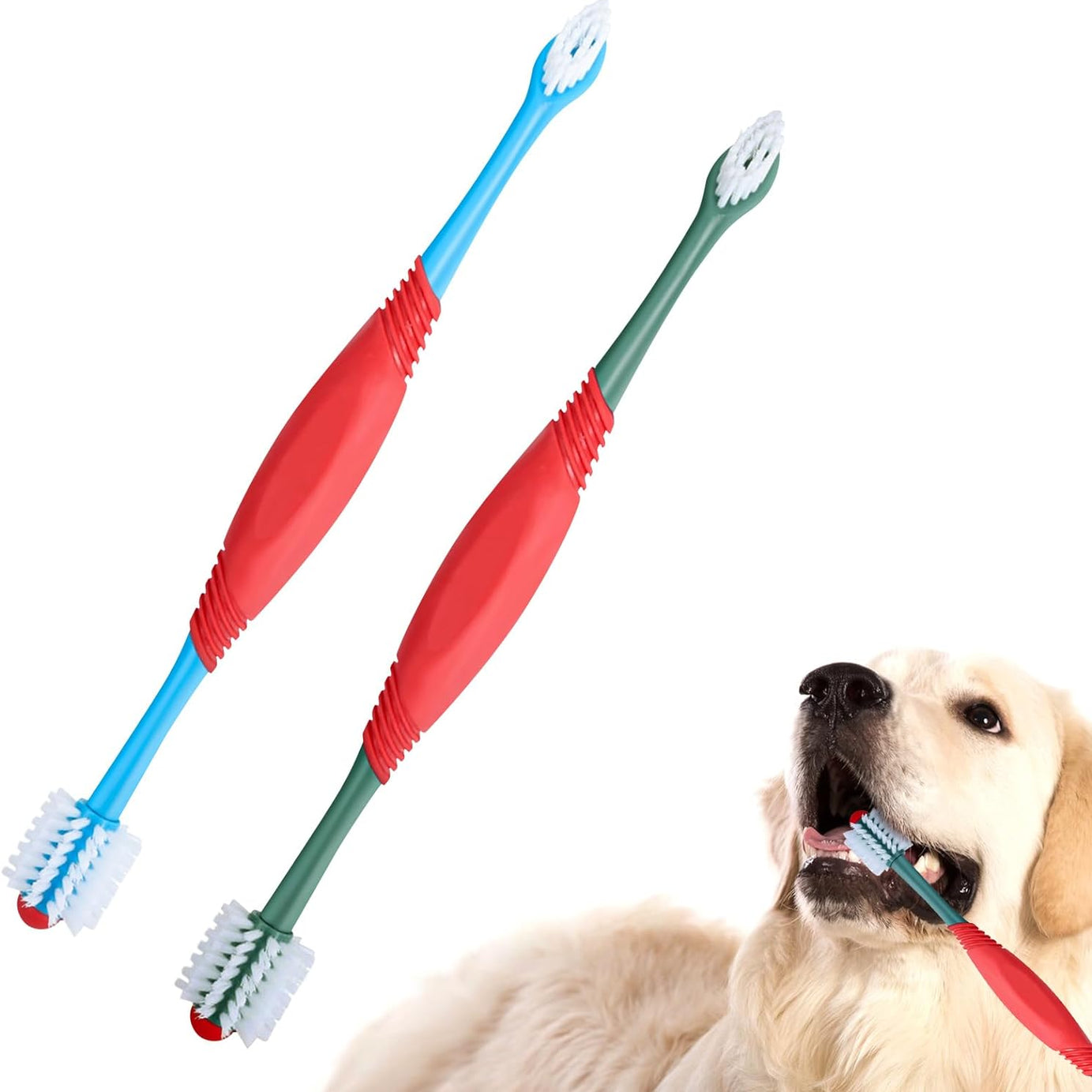 Dog Toothbrush 360 Degree Tooth Brush Dual Head Brushing Kit Non