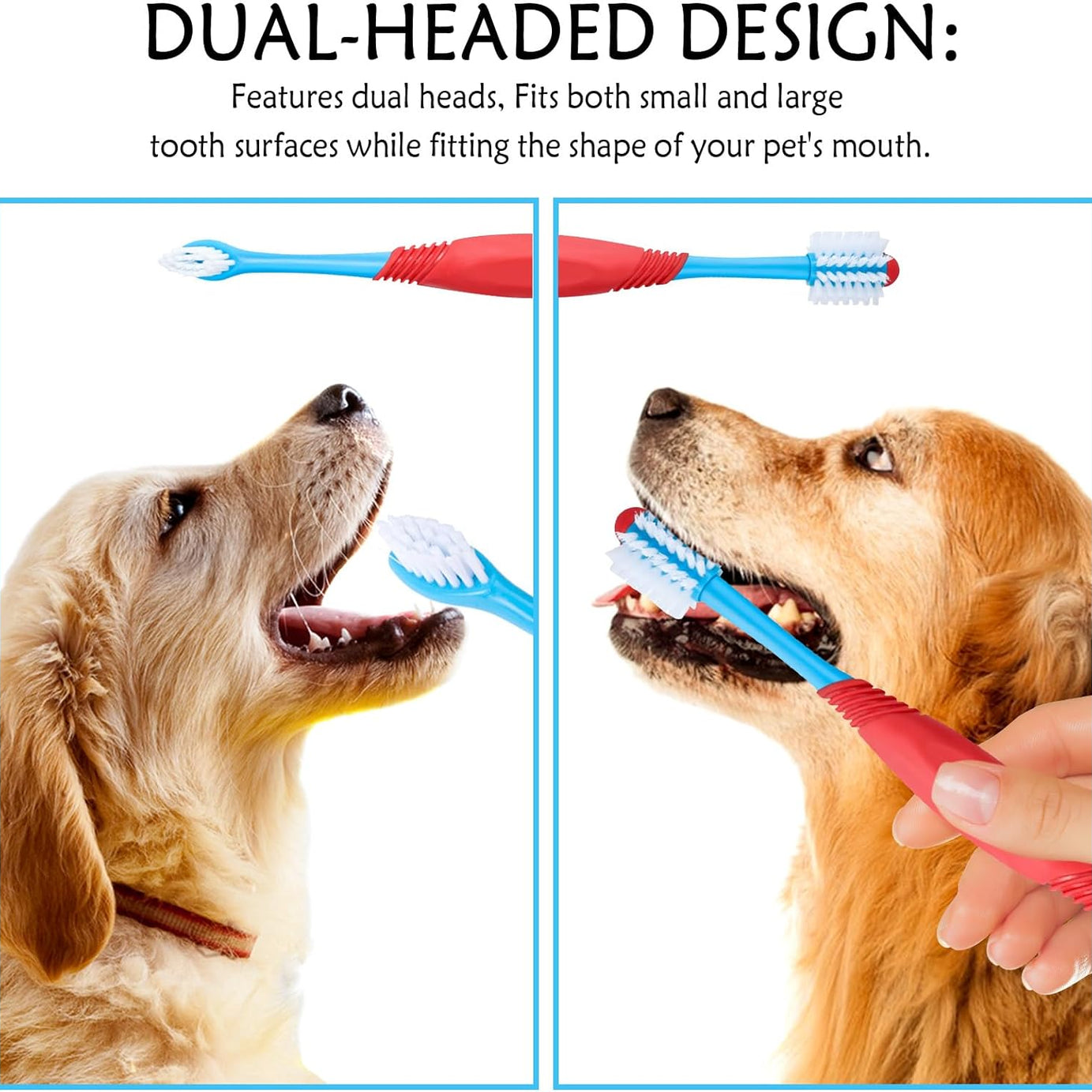 Dog Toothbrush 360 Degree Tooth Brush Dual Head Brushing Kit Non