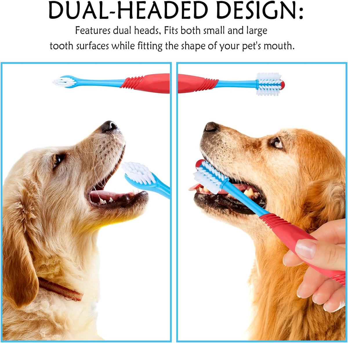 Dog Toothbrush 360 Degree Tooth Brush Dual Head Brushing Kit Non