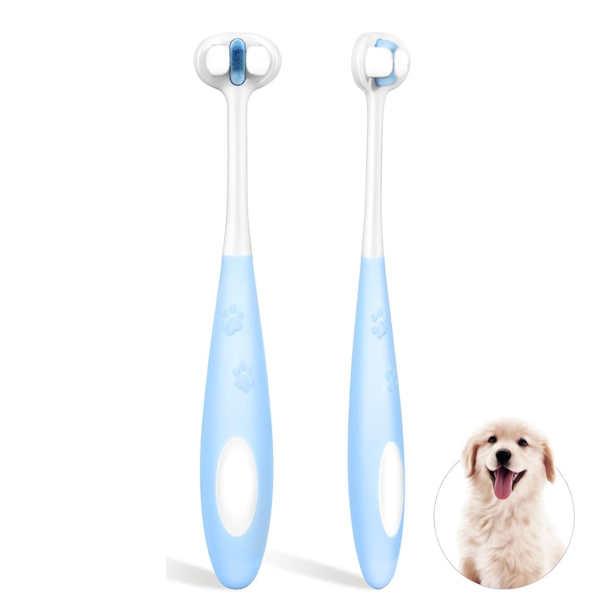 Ultra Soft Nano Bristles Dog Toothbrush Pet Dental Care Kit 3 Sided
