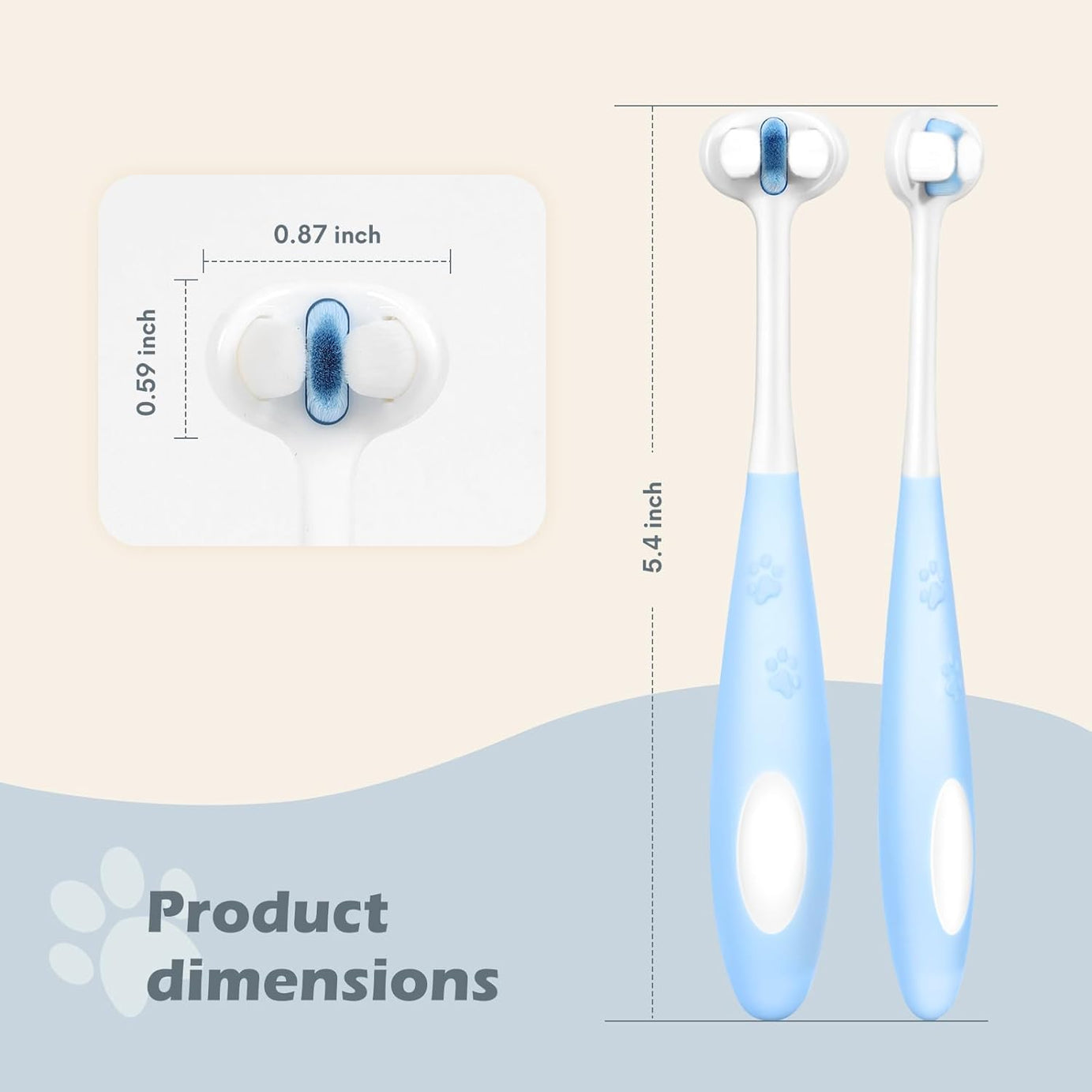 Ultra Soft Nano Bristles Dog Toothbrush Pet Dental Care Kit 3 Sided