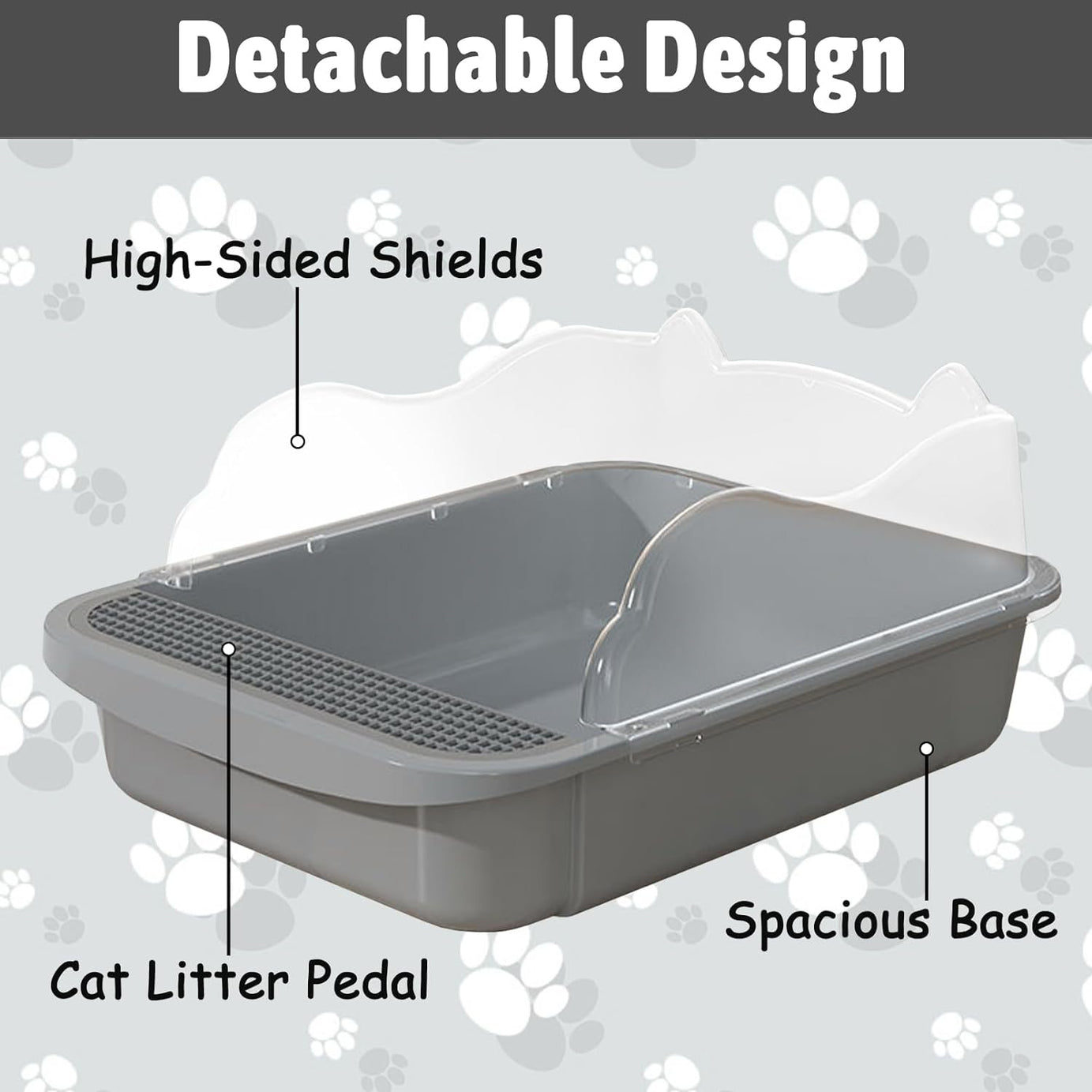 Sifting Cat Litter Box For Kittens Open With High Sides Detachable