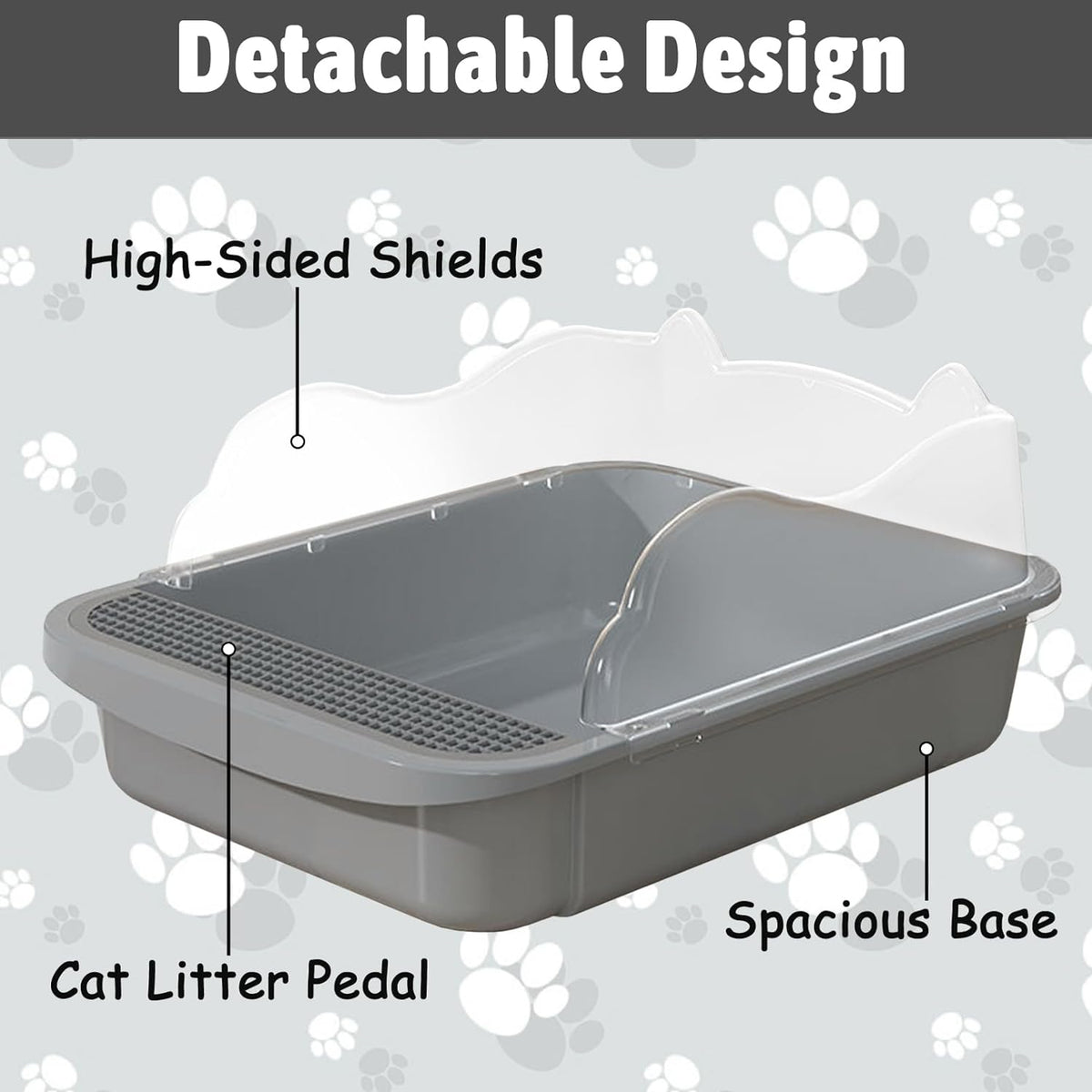 Sifting Cat Litter Box For Kittens Open With High Sides Detachable