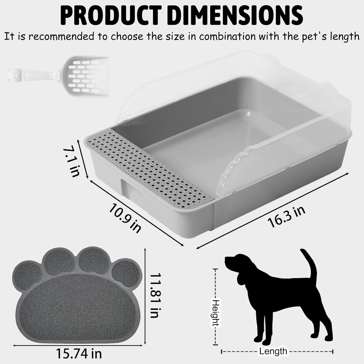 Sifting Cat Litter Box For Kittens Open With High Sides Detachable