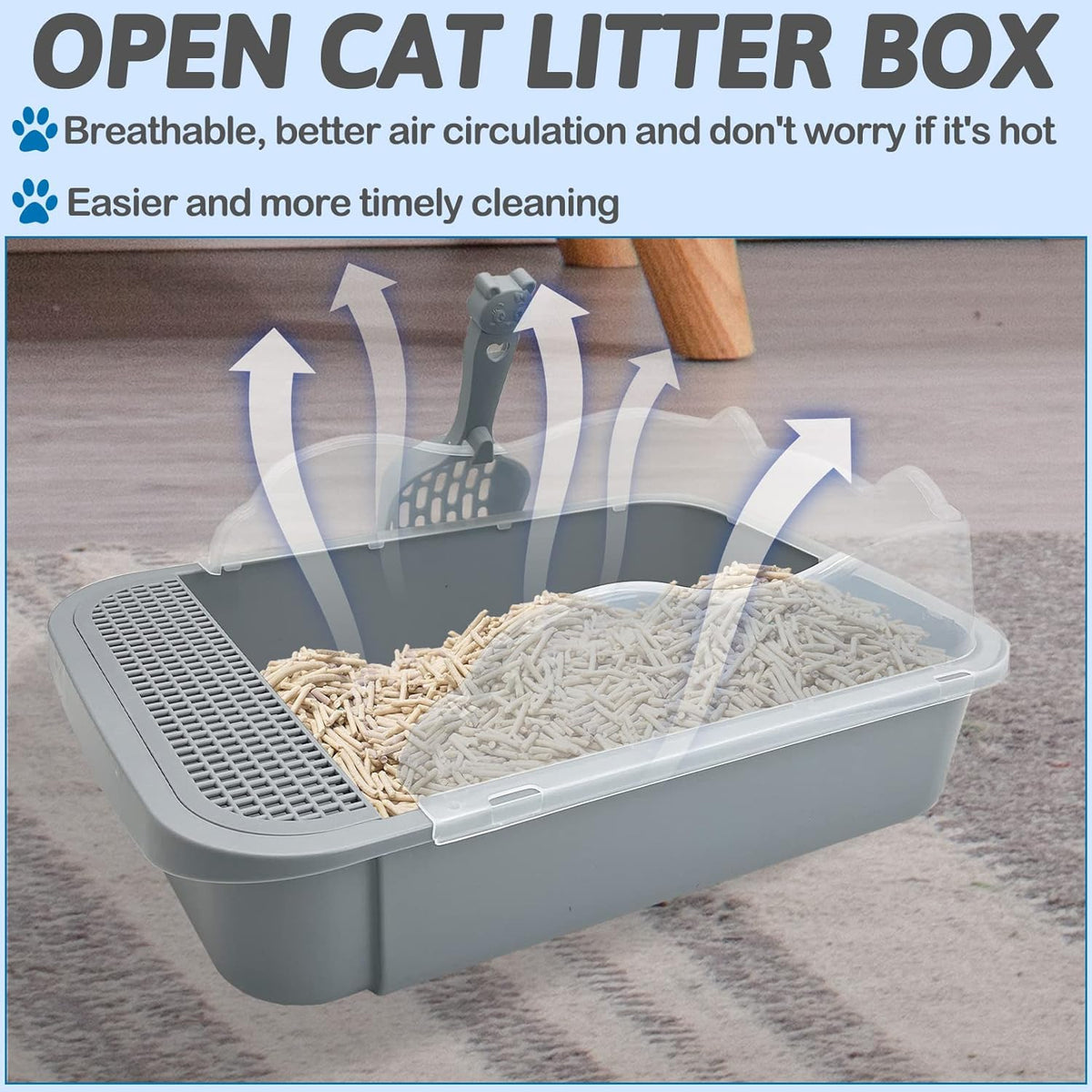 Sifting Cat Litter Box For Kittens Open With High Sides Detachable