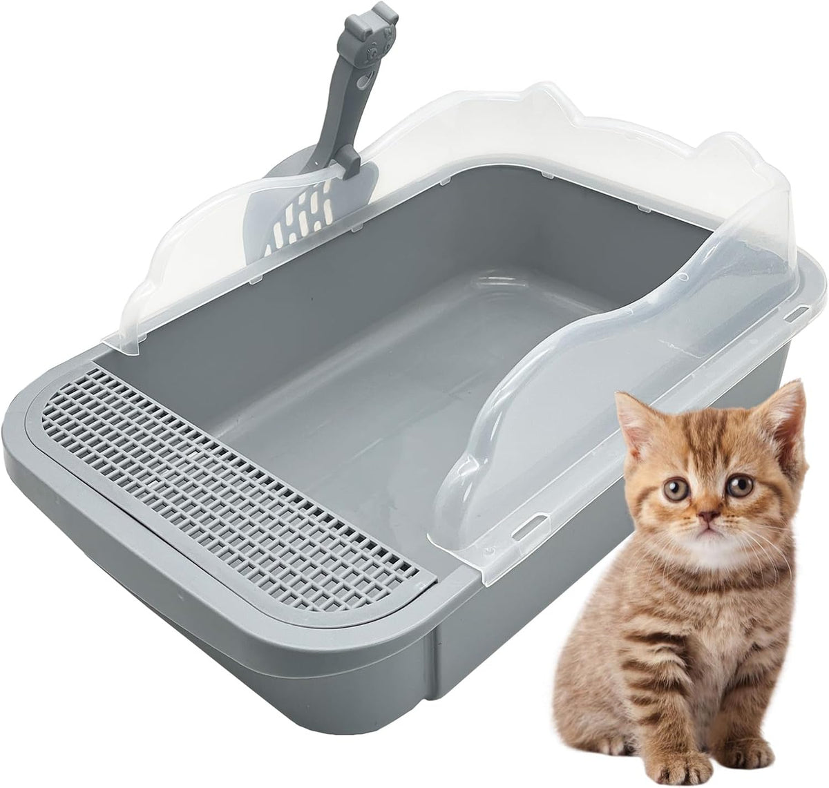 Sifting Cat Litter Box For Kittens Open With High Sides Detachable