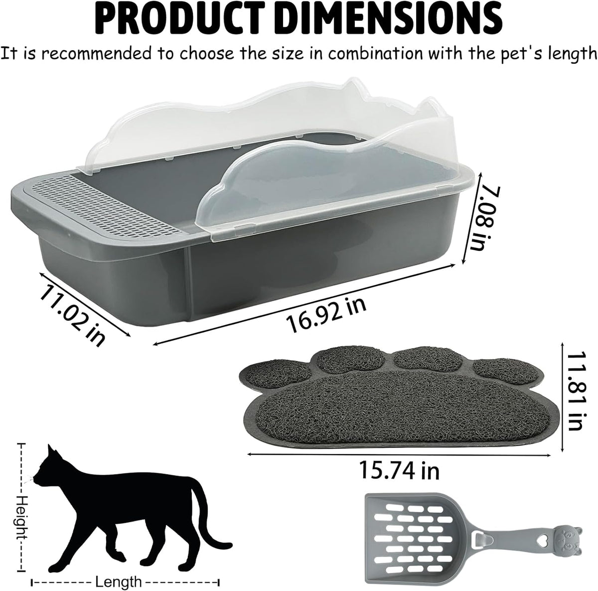 Sifting Cat Litter Box For Kittens Open With High Sides Detachable
