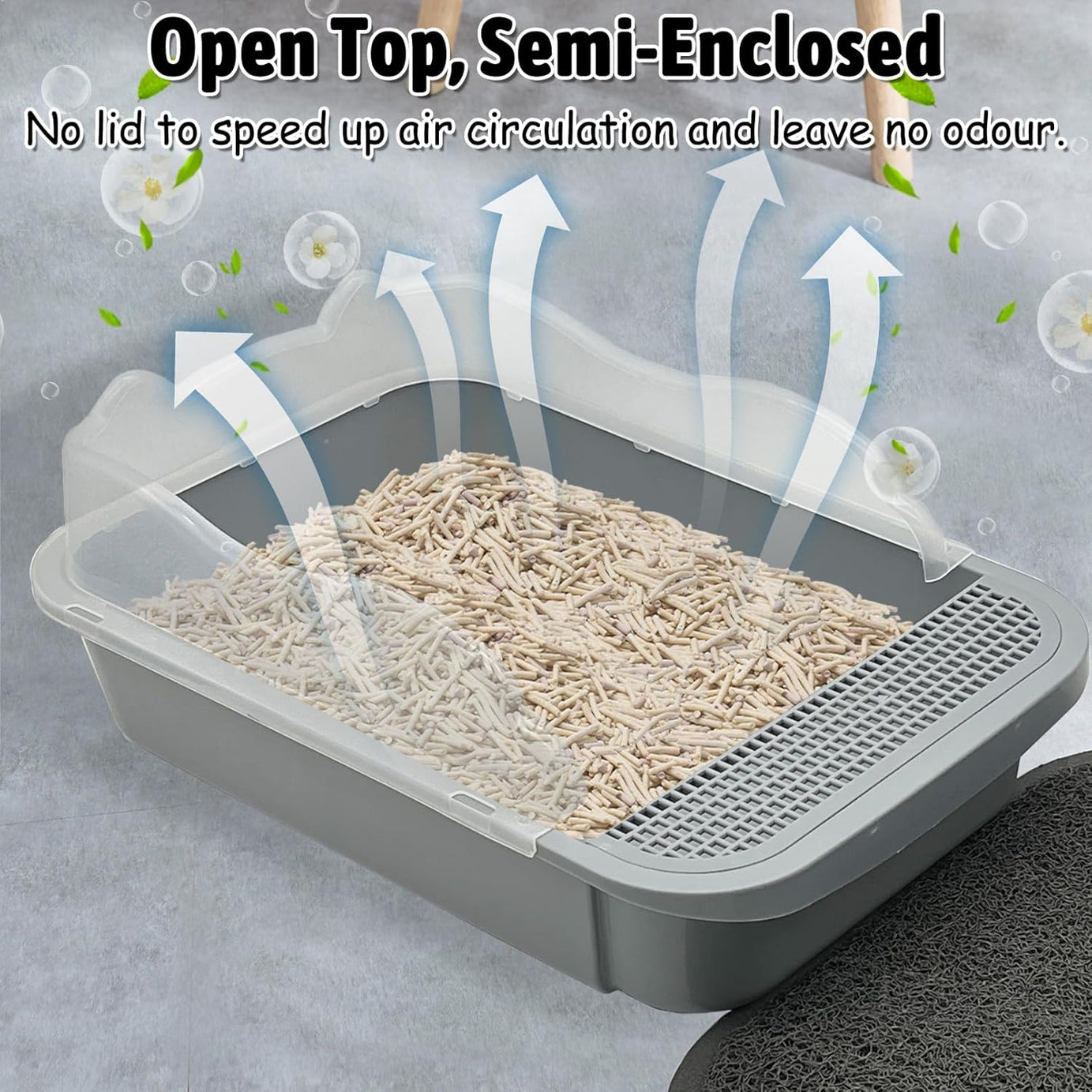 Sifting Cat Litter Box For Kittens Open With High Sides Detachable