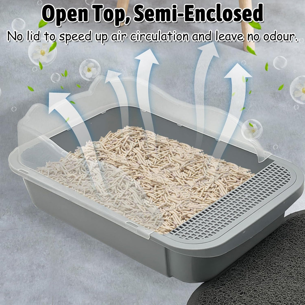 Sifting Cat Litter Box For Kittens Open With High Sides Detachable