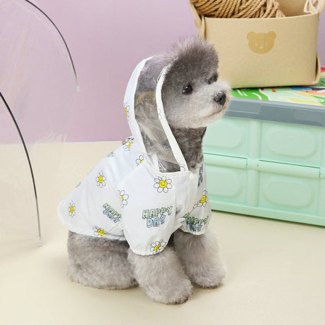 Dog Raincoat Pet Clothing Two Feet With Pull Ring Traction