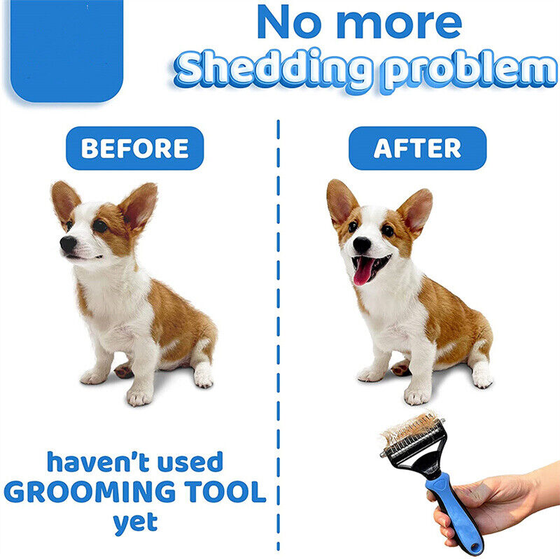 Grooming Brush For Pet Dog Cat Deshedding Tool Rake Comb Fur