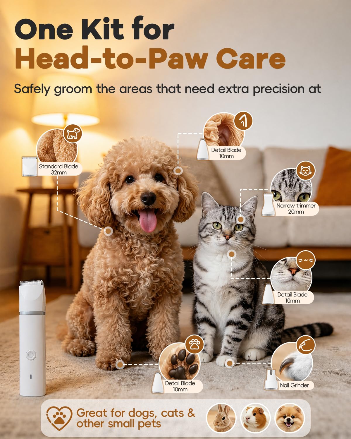 Dog Clippers Grooming Kit Hair Clipper-low Noise Paw Trimmer