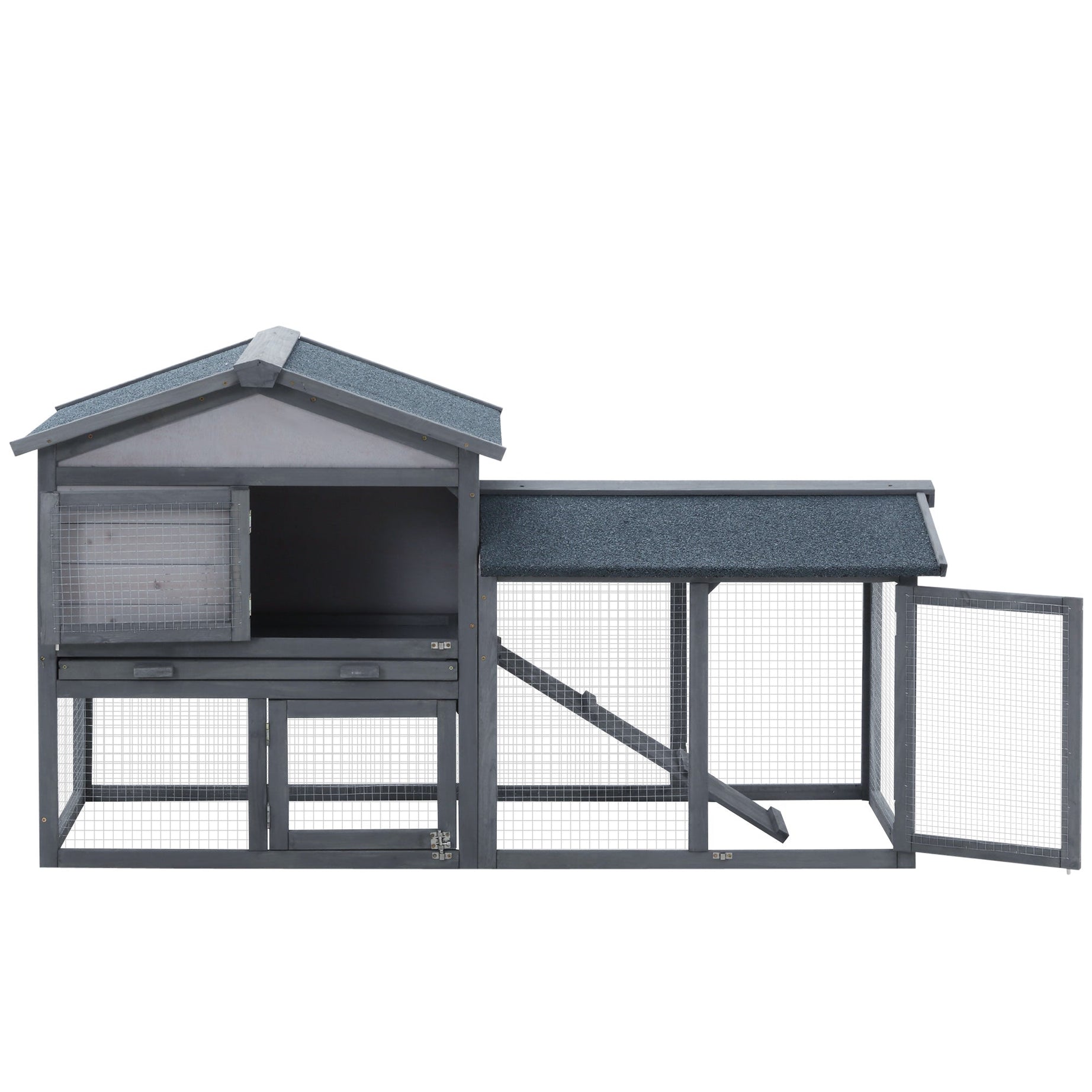 Outdoor Rabbit Hutch Wooden Bunny Cage Guinea Pig House With Run