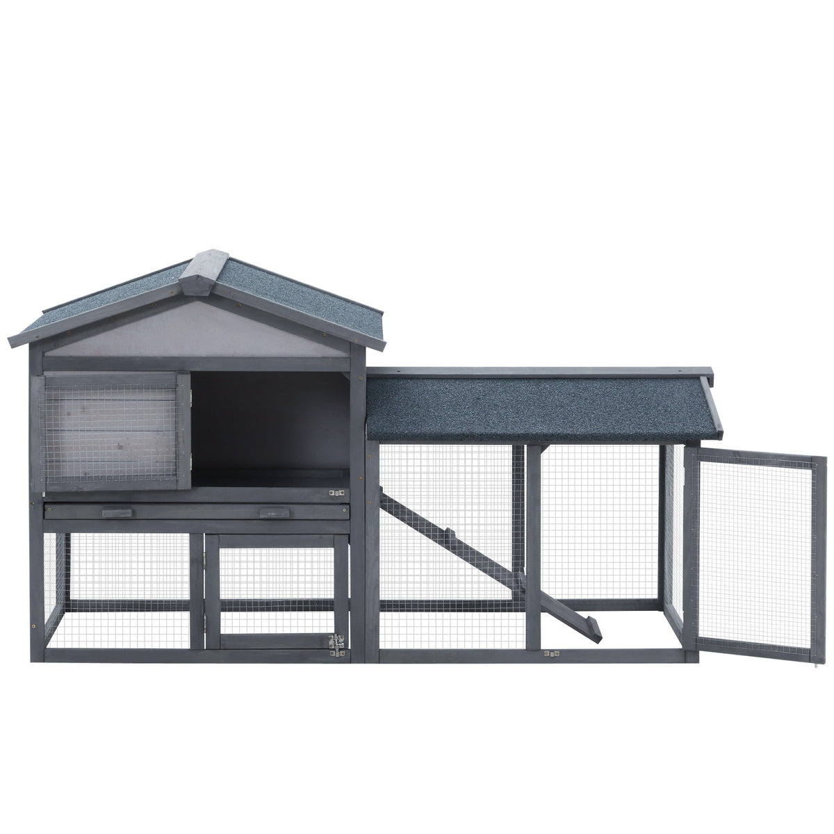 Outdoor Rabbit Hutch Wooden Bunny Cage Guinea Pig House With Run
