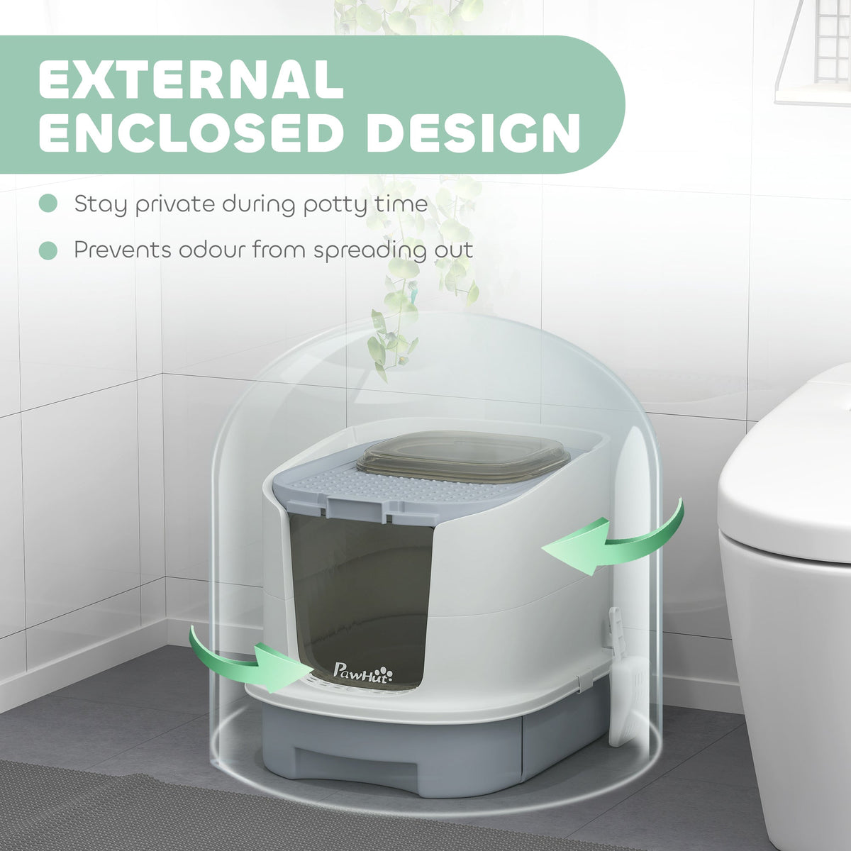 Covered Cat Litter Box With Lid Drawer Scoop Top Entry Deodorizing