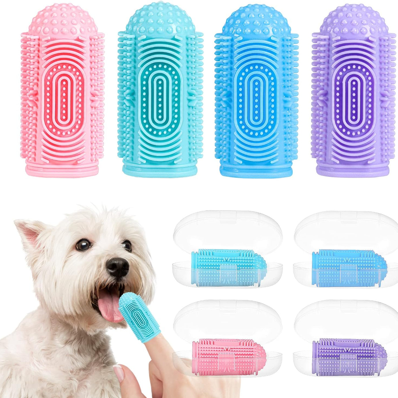 Dog Toothbrush Tooth Brushing Kit Finger For Teeth Cleaning Dental