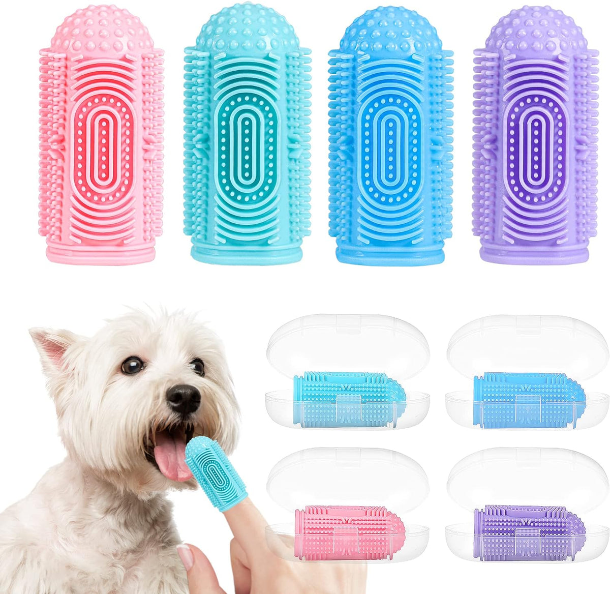 Dog Toothbrush Tooth Brushing Kit Finger For Teeth Cleaning Dental