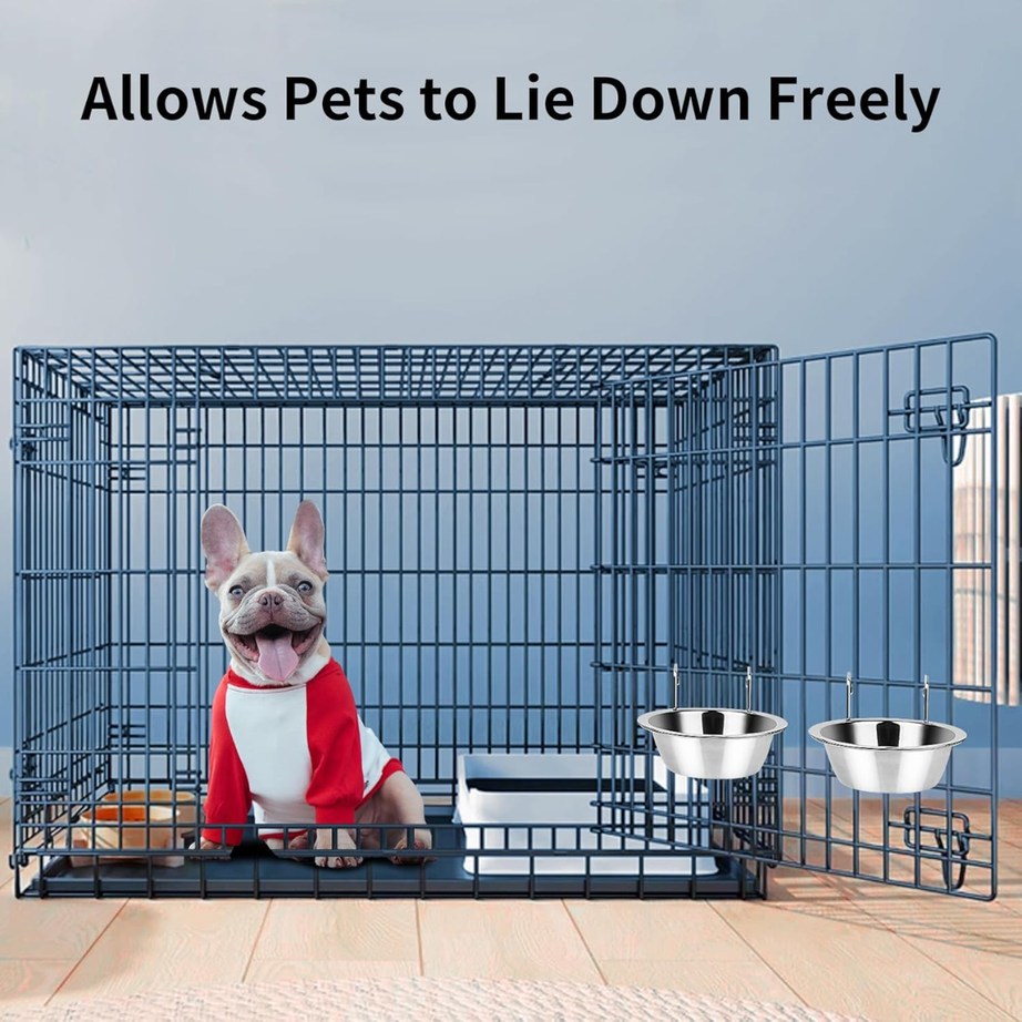 2pcs Kennel Water Bowl Hanging Stainless Steel Puppy Bowls