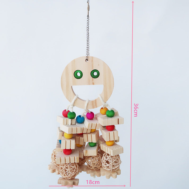 Parrot Toy Bird Supplies Cartoon Wooded Bite Big String Slotted