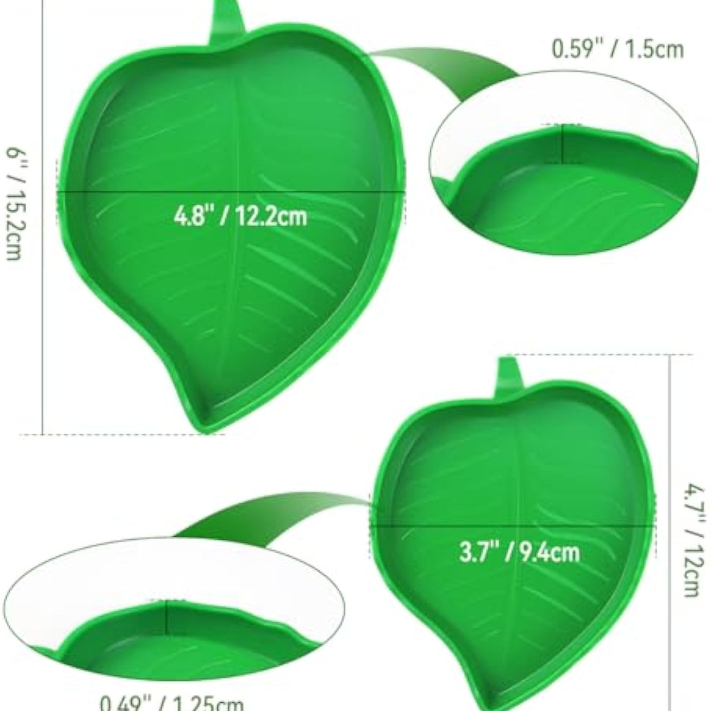 2 Pcs Leaf Reptile Food Water Bowl Plate Dish For Tortoise Lizards