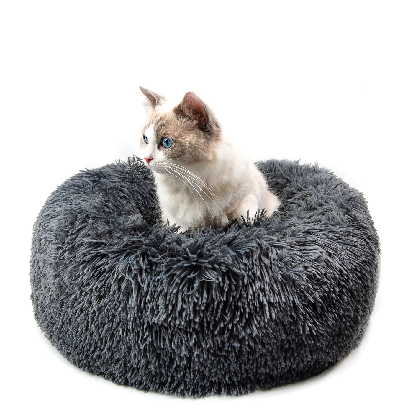 Dog Beds For Small Dogs Round Plush Cat Litter Kennel Pet Nest Mat (Dark Grey & Light Grey)