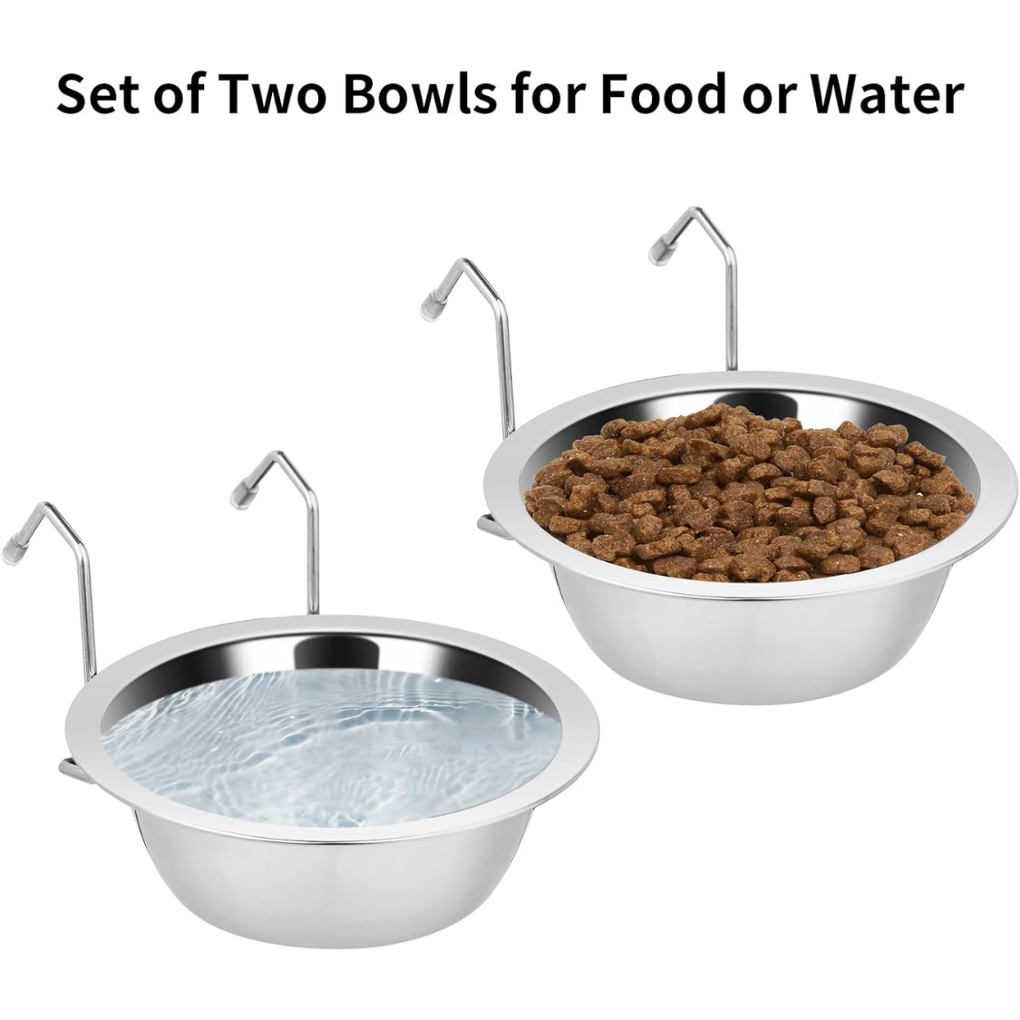 2pcs Kennel Water Bowl Hanging Stainless Steel Puppy Bowls