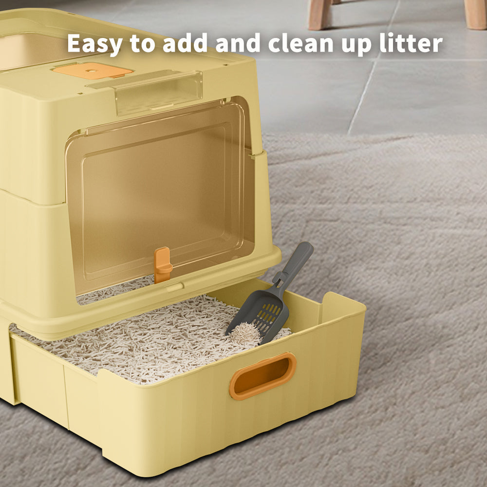 Dual Opening Fully Enclosed Cat Litter Box Top Entry Anti-tracking