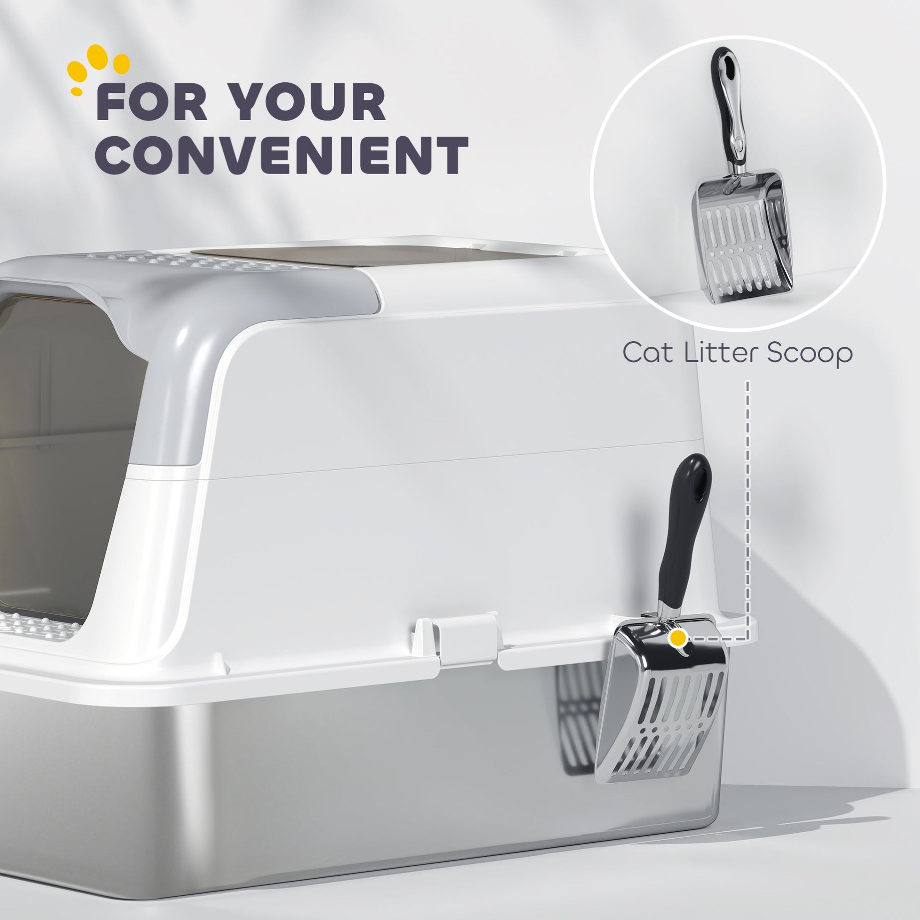 Extra Large Stainless Steel Litter Box Enclosed Cat With Scoop