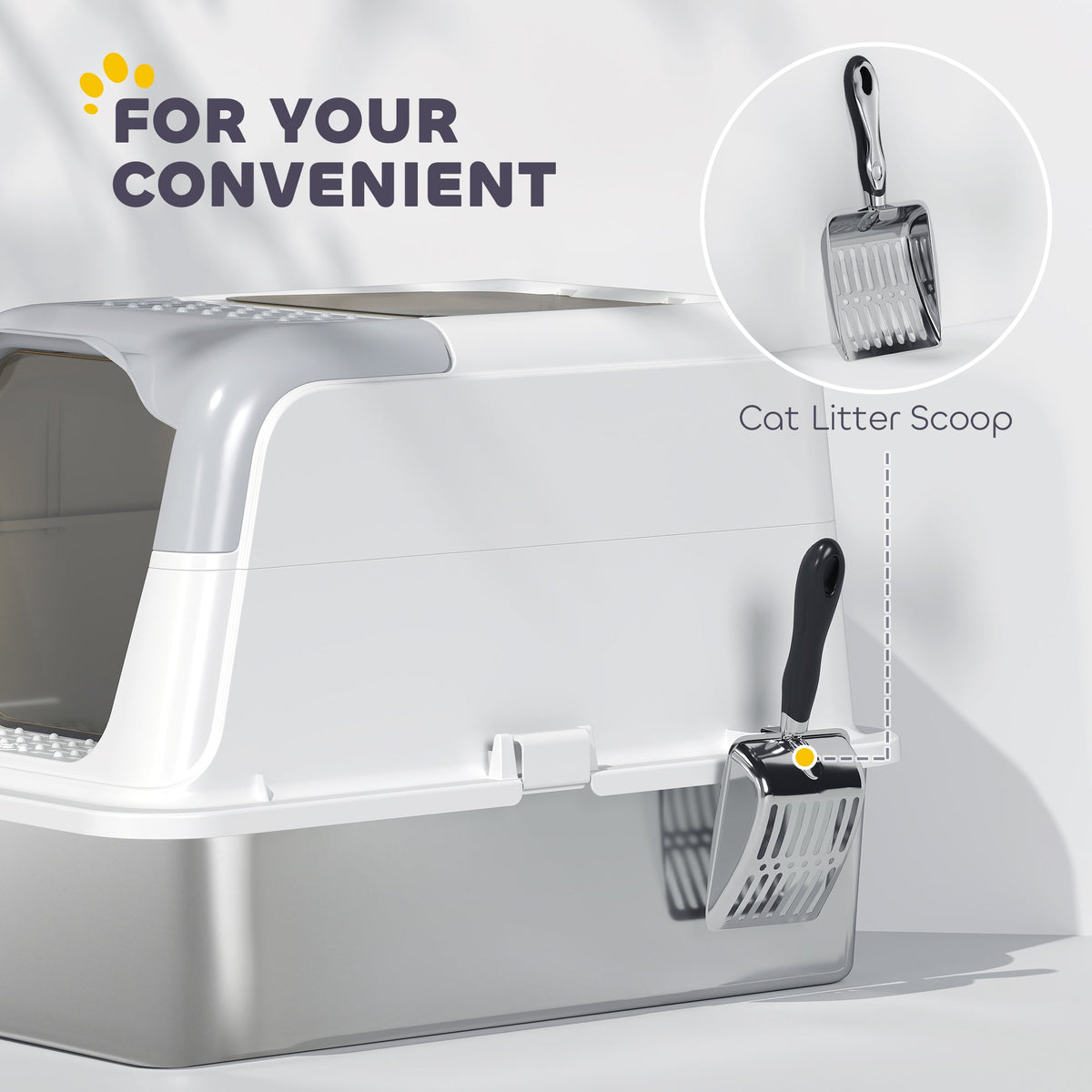 Extra Large Stainless Steel Litter Box Enclosed Cat With Scoop