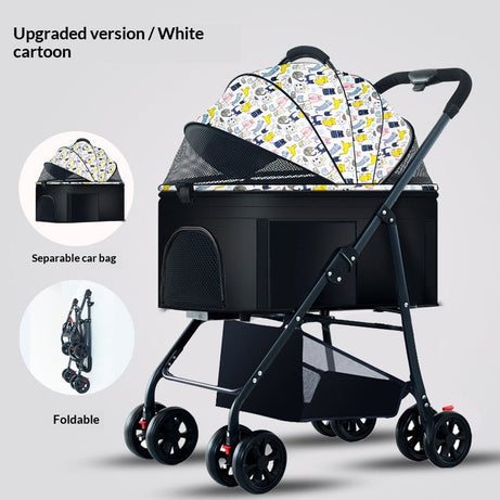 Pet Stroller For Dogs And Cats Portable Detachable Cage