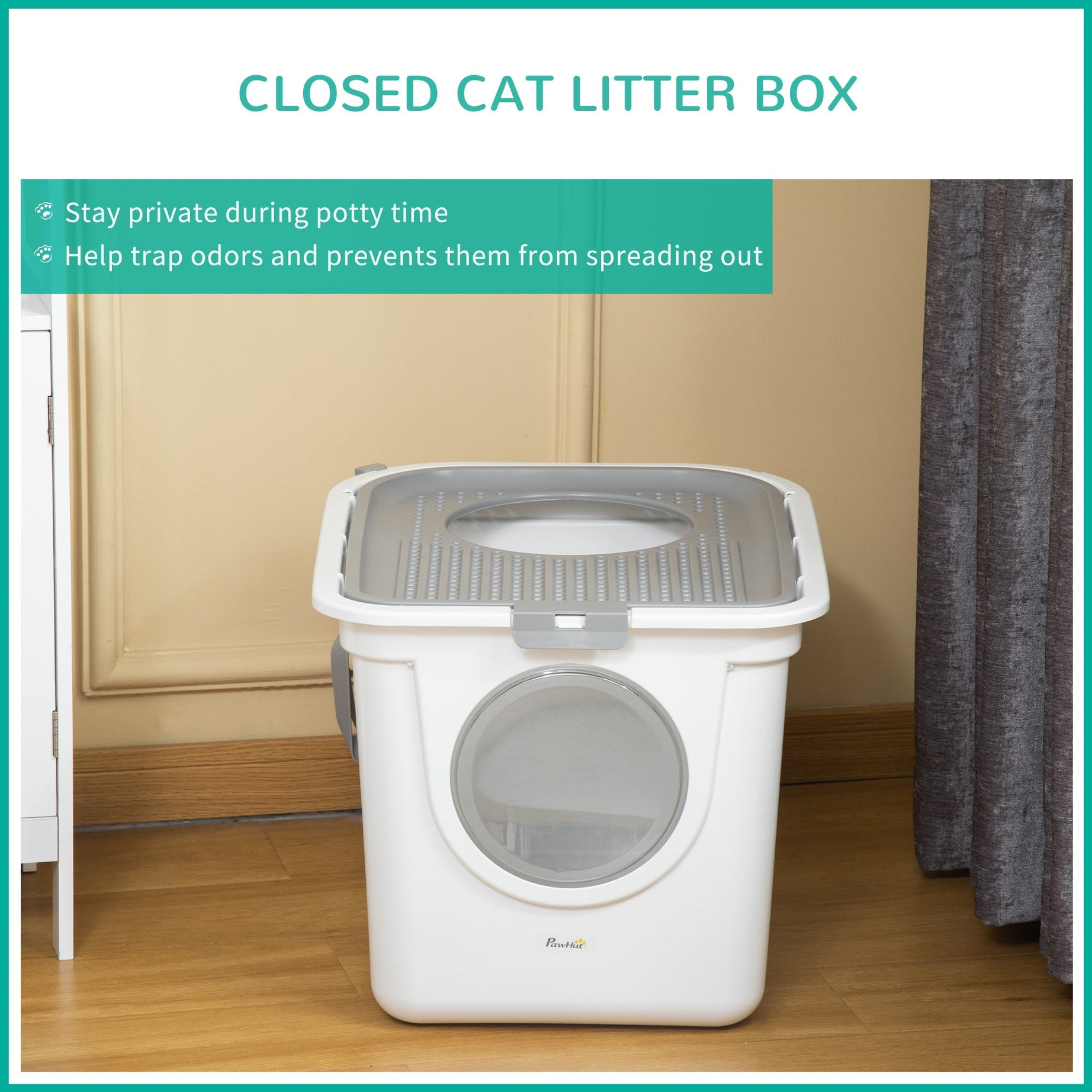 Pawhut Cat Litter Box Pet Toilet Enclosed Kitten Pan With Front