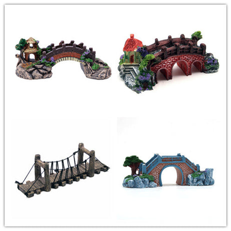 Fish Tank Aquarium Landscape Rockery Fake Bridge Landscaping