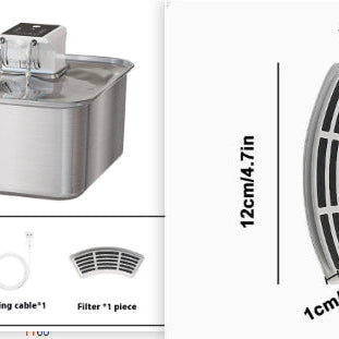 Wireless Cat Water Fountain Stainless Steel Rechargeable